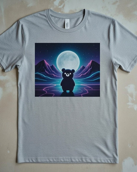 Men's graphic tee on a Navy blue t-shirt, Bear wearing a Santa hat and sunglasses.