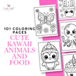 Cute kawaii bear holding a cupcake printable coloring page with big eyes and simple outlines for children.