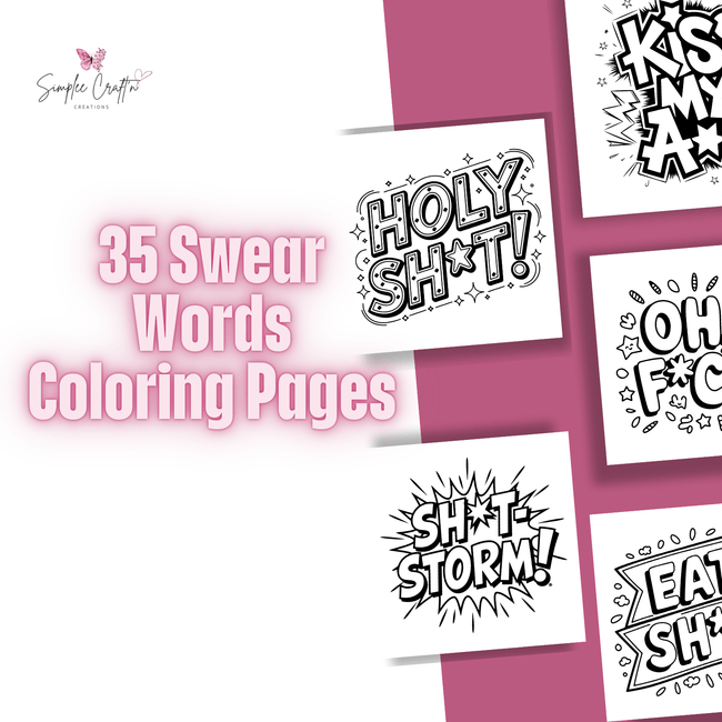 35 Swear Word Coloring Pages for Adults Printable Set – Funny Stress Relief Designs