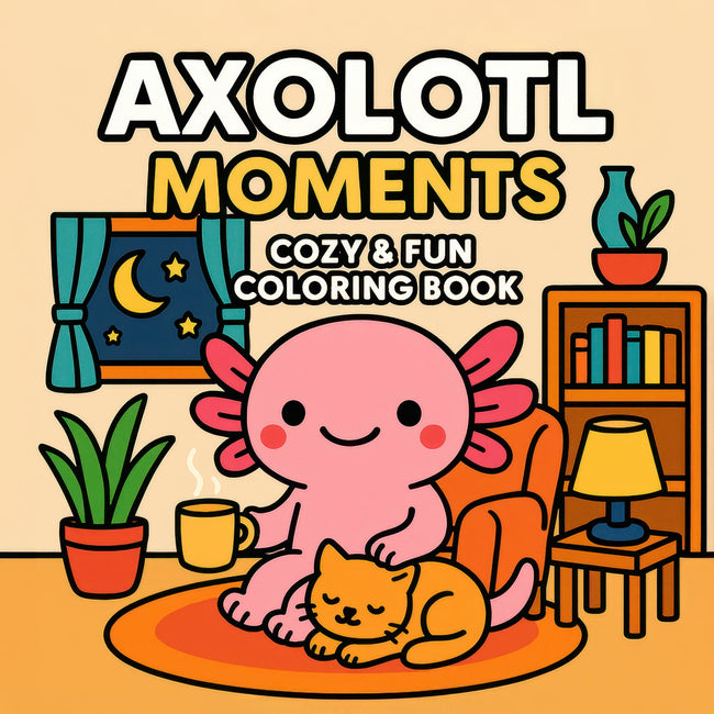 45 printable axolotl coloring pages featuring cute kawaii characters in baking, ballet, gardening and space themed adventures for kids creative activities