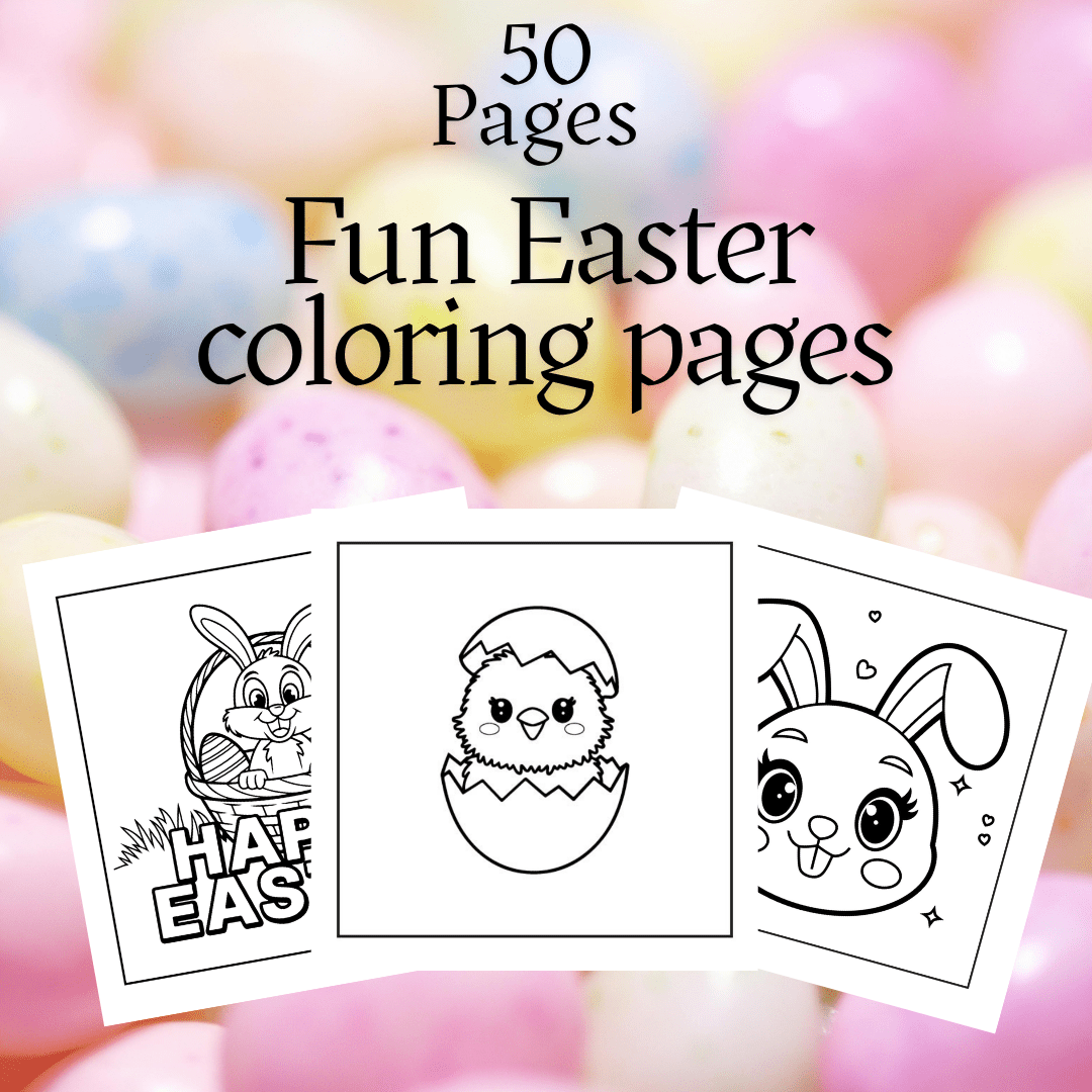 Printable Easter coloring pages bundle featuring cute spring characters and kid-friendly line art