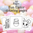 Printable Easter coloring pages bundle featuring cute spring characters and kid-friendly line art