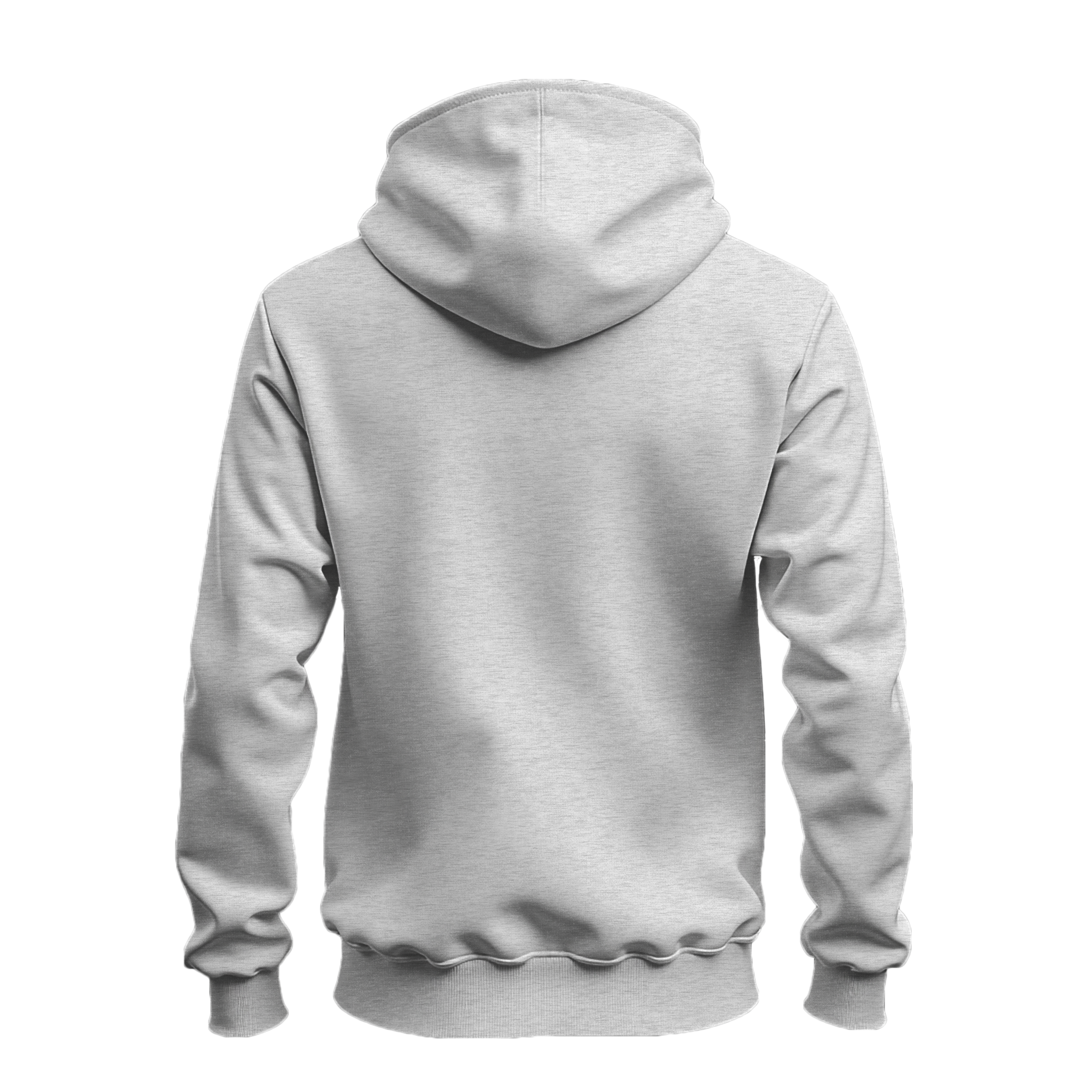 A light gray heather pullover hoodie shown from the back, displayed on a clean white background.