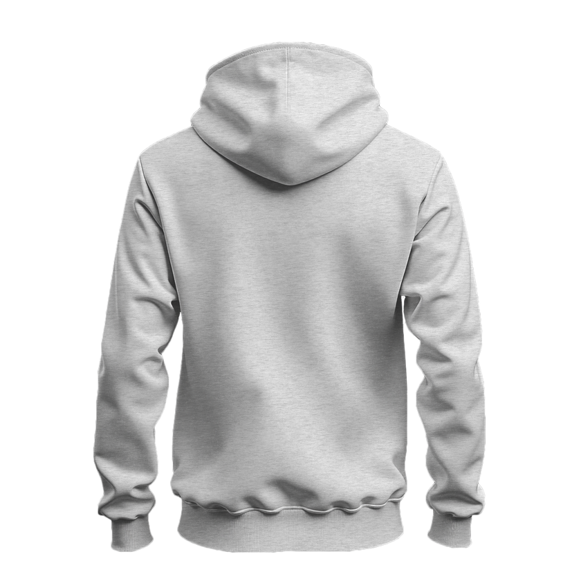 A light gray heather pullover hoodie shown from the back, displayed on a clean white background.