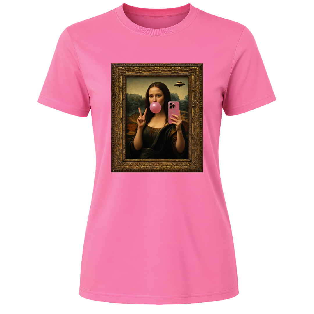 Mona Lisa Bubble Gum Selfie Women's T Shirt Azalea