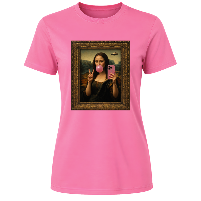 Mona Lisa Bubble Gum Selfie Women's T Shirt Azalea