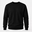 A plain black long-sleeve crewneck sweatshirt shown on a light gray background.