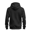A black pullover hoodie shown from the back, displayed on a clean white background.