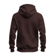 A dark brown pullover hoodie shown from the back, displayed on a clean white background.