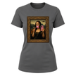 Unique women's graphic tee blending classic artwork with modern social media culture