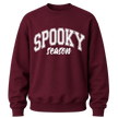 Garnet Spooky Season crewneck sweatshirt featuring white Halloween lettering for pumpkin patch and fall outfits