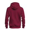 A dark red pullover hoodie shown from the back, displayed on a clean white background.