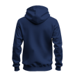 A navy blue pullover hoodie shown from the back, displayed on a clean white background.
