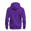 A solid purple pullover hoodie shown from the back, displayed on a clean white background.