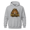 Grey men's Royal Reign lion hoodie featuring a detailed golden lion crown and King of the Streets graphic
