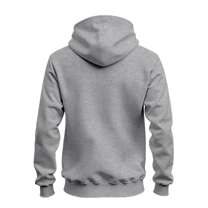 A Sport Grey pullover hoodie shown from the back, displayed on a clean white background.