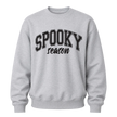 Sports grey Spooky Season graphic sweatshirt with black lettering designed for casual Halloween and autumn wear
