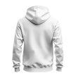 A plain white pullover hoodie shown from the back, centered on a clean white background.