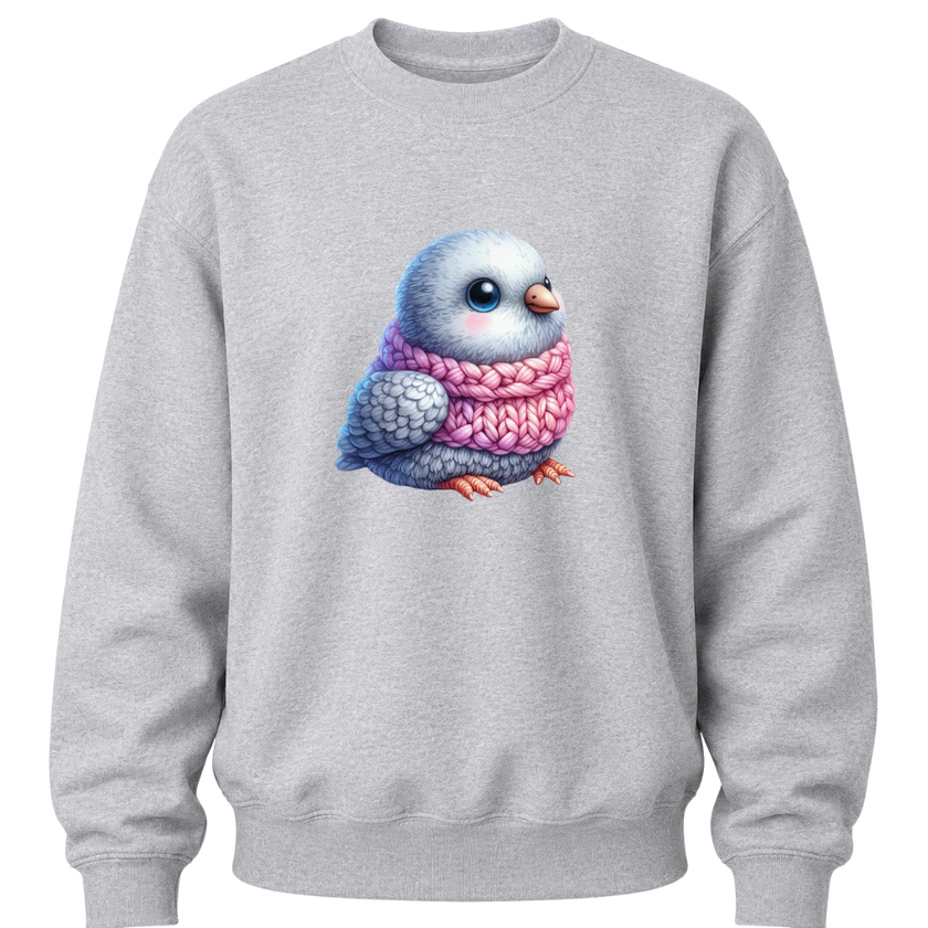Sport grey youth sweatshirt featuring a winter bird graphic ideal for everyday casual wear.