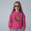 Heliconia pink kids hoodie with funny cow graphic and trendy fashion inspired quote