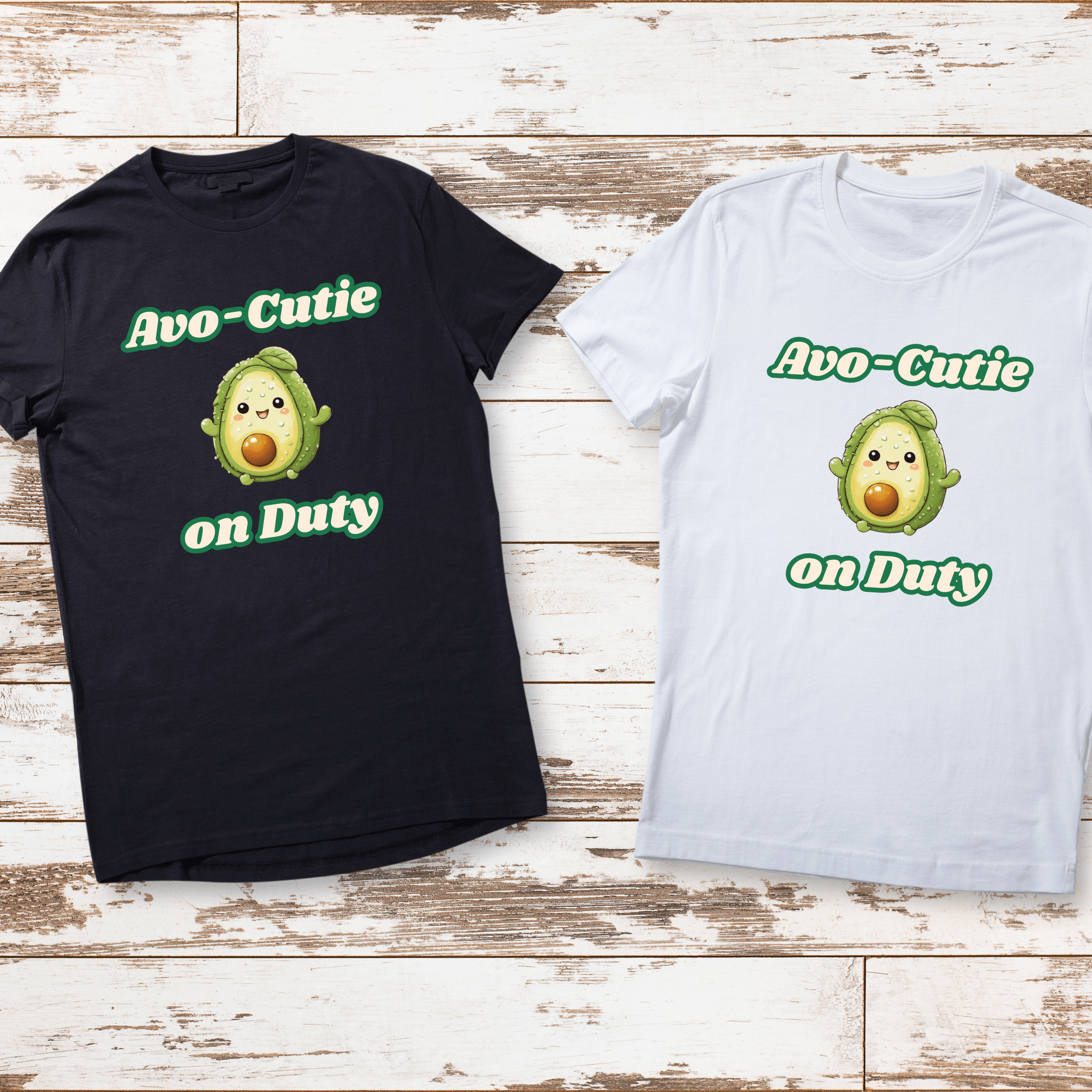 Youth-size t-shirt showcasing playful avocado graphic for children.