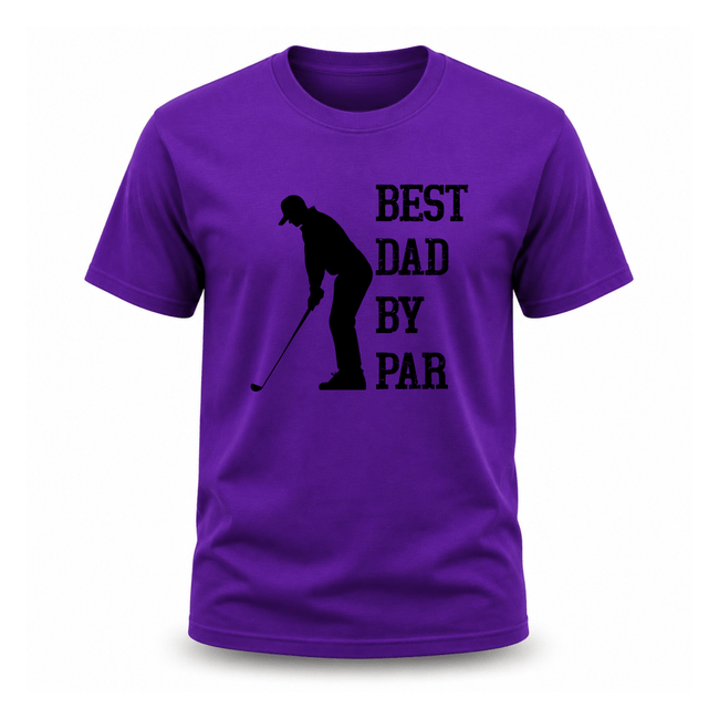 Purple Best Dad By Par men’s graphic tee designed for golf lovers and Father’s Day gifts