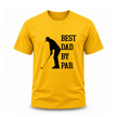 Yellow golf-themed Father’s Day t-shirt with golfer silhouette and funny dad slogan graphic