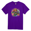 Purple birthday girl t-shirt with decorative crown and floral accents
