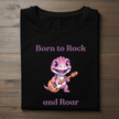 Cute dinosaur music tee for kids with playful “Rock and Roar” slogan