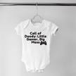 Little Gamer, Big Mess text on adorable Call of Doody infant onesie