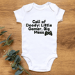 Gaming themed baby romper with black text and colorful controller icon