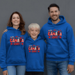 Royal blue Canada Day family sweatshirts designed for celebrations, parades, and fireworks