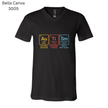 Black t-shirt with colorful 'Autism' periodic table design on a white background