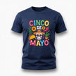 blue cinco de mayo shirt with bold fiesta design skull cactus and chili pepper