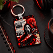 Cinema Massacre Horror Keychain | Red and Black Slasher Movie Inspired Key Ring