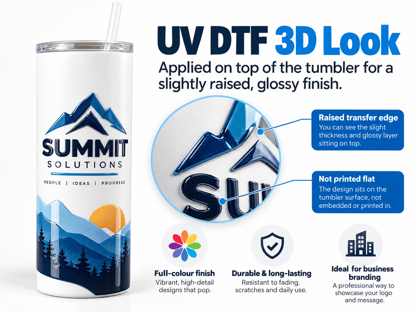 UV DTF tumbler 3D look
