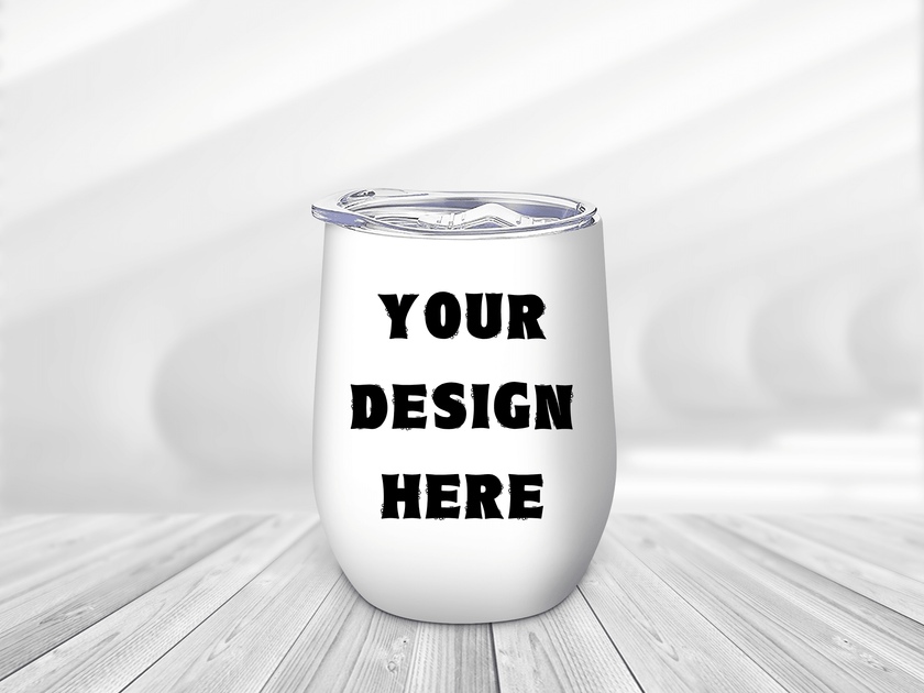 Personalized stainless steel 12oz wine tumbler featuring a custom photo design perfect for birthdays, weddings, Mother's Day and special occasions.