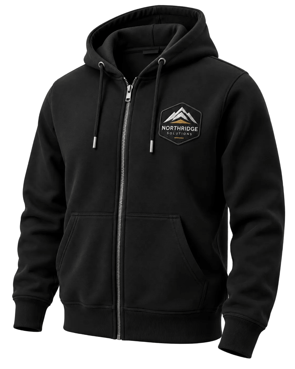 Embroidery patch zip up hoodie.