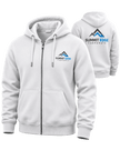 Front and Back View of DTF applied to a zip up hoodie