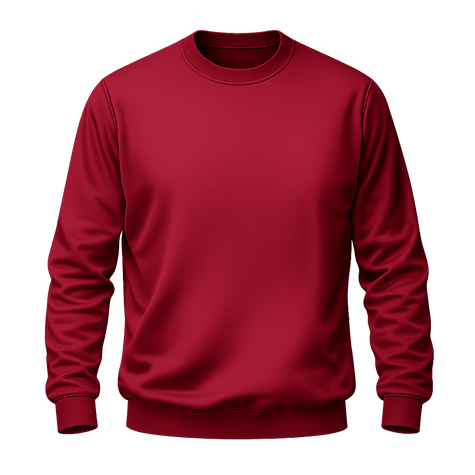 A solid dark red crewneck sweatshirt with long sleeves, ribbed cuffs, and a ribbed hem, shown against a plain white background.