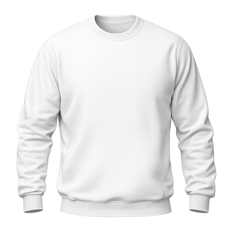 A plain white long-sleeve crewneck sweatshirt shown on a solid green background.