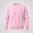 A light pink crewneck sweatshirt with long sleeves and ribbed cuffs and hem, shown against a light gray background.