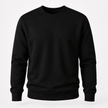 A plain black long-sleeve crewneck sweatshirt shown on a light gray background.