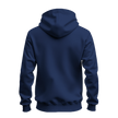 A navy blue pullover hoodie shown from the back, displayed on a clean white background.