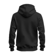 A black pullover hoodie shown from the back, displayed on a clean white background.