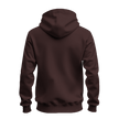 A dark brown pullover hoodie shown from the back, displayed on a clean white background.