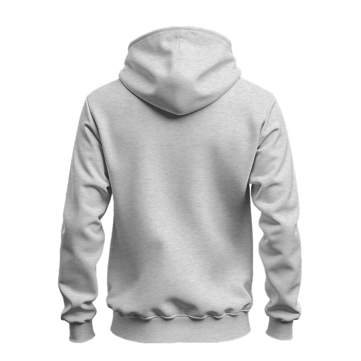 A light gray heather pullover hoodie shown from the back, displayed on a clean white background.