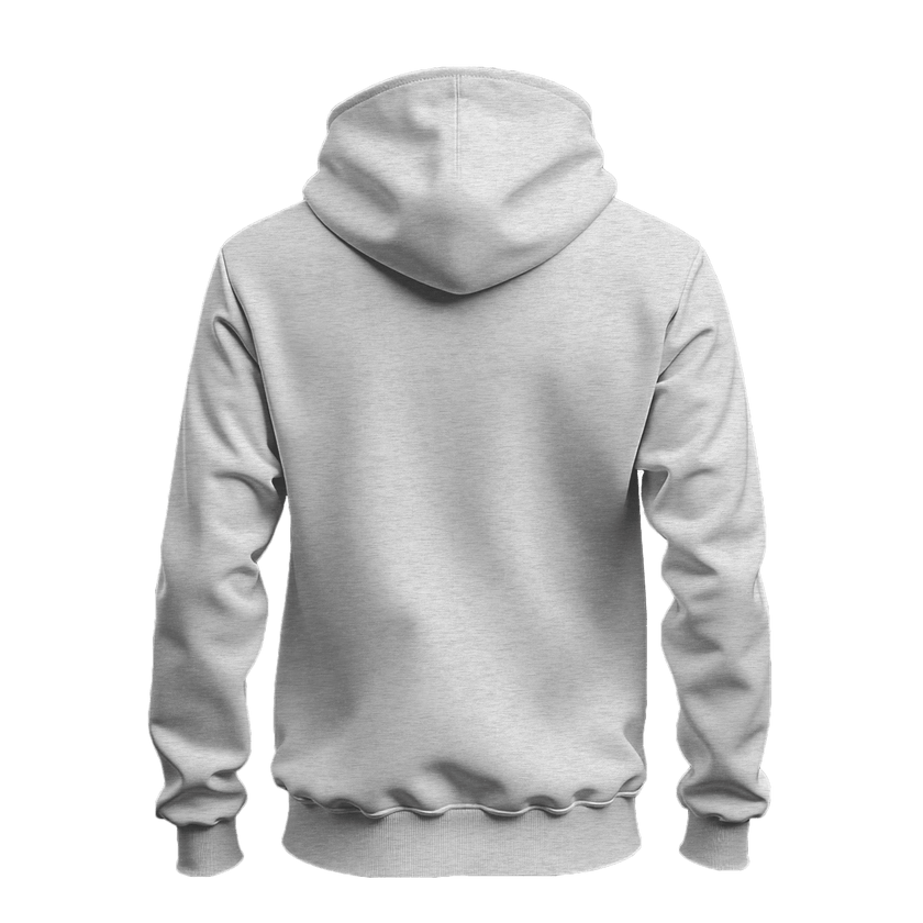 A light gray heather pullover hoodie shown from the back, displayed on a clean white background.