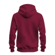 A dark red pullover hoodie shown from the back, displayed on a clean white background.