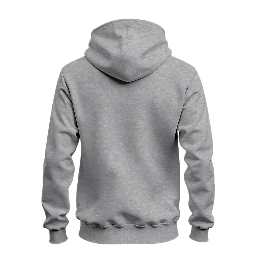 A Sport Grey pullover hoodie shown from the back, displayed on a clean white background.